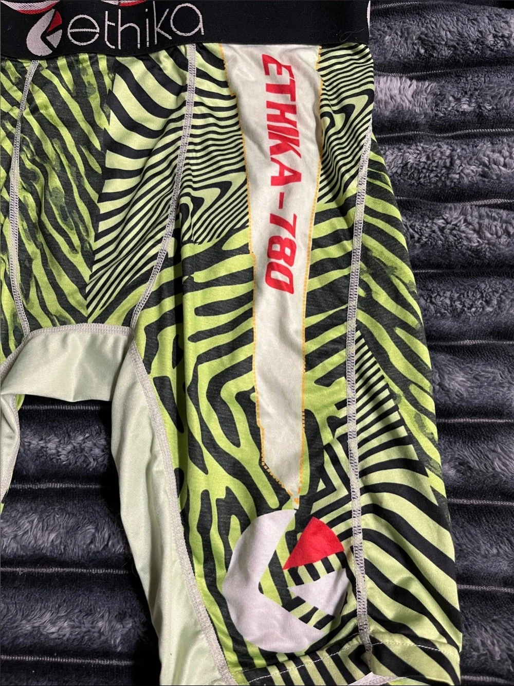 ethika Neon Green Zebra Stripe Performance Boxer Briefs biker workout shorts lrg